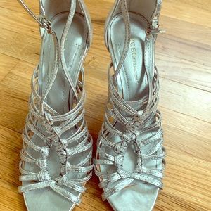 BCBGeneration Size 7 silver sandal heels
